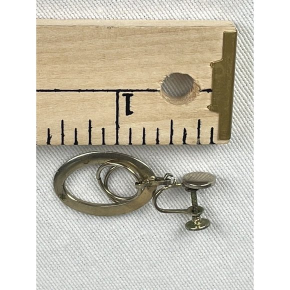 Vintage Screwback Silver Tone Dangle Hoop Earrings - Picture 10 of 10